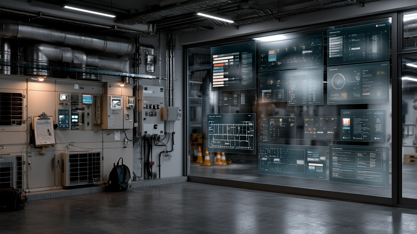 Field services and facilities management AI visual with work orders, facility inspections, technician workflows, and proof-of-work dashboards