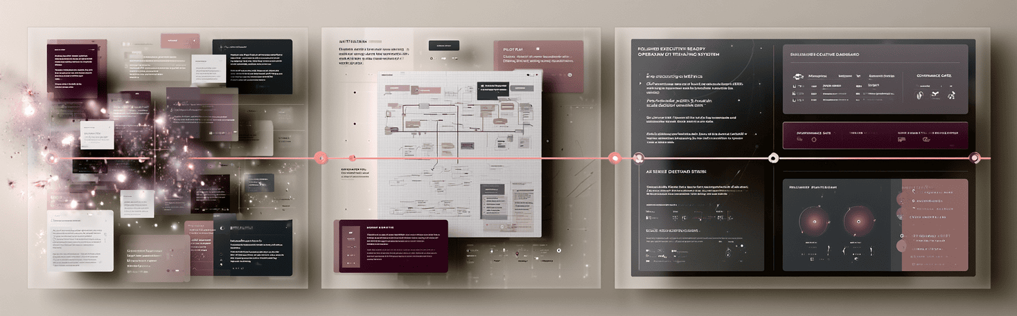 Executive AI pilot planning path showing the shift from demo thinking to governed pilot execution.