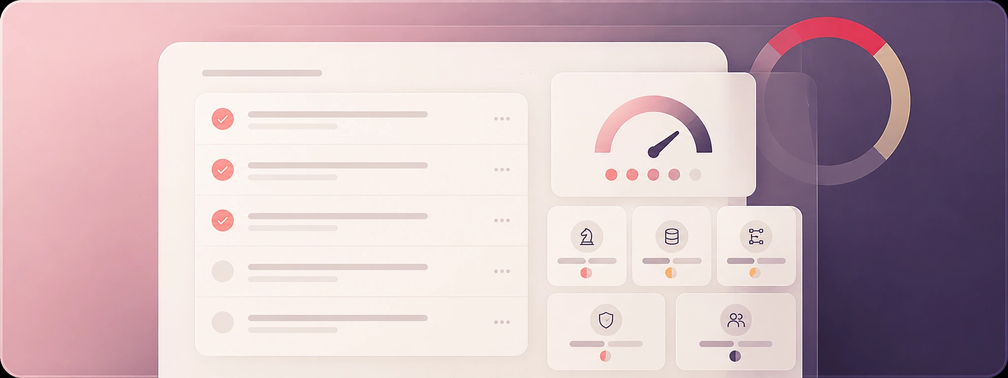 AI Readiness Checklist preview with readiness assessment, checklist rows, and maturity dashboard
